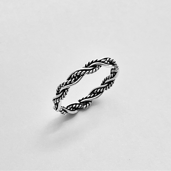 Jewelry - Sterling Silver Unisex Twisted Rope Ring, Silver Band, Twist Rings, Stackable